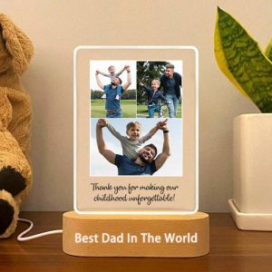 Lamps |   Personalized Acrylic Plaque Picture Lamp With Custom Photos And Texts For Best Dad Home & Living Lamps