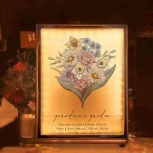 Lamps |   Personalized Birthflower Mirror Lamp Precious Gift For Family Home & Living Lamps