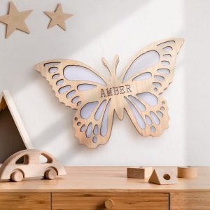 Lamps |   Personalized Butterfly Wooden Name Wall Light For Kids Room Birthday Gift For Girls Home & Living Lamps