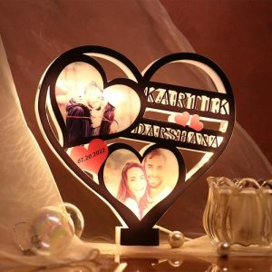 Lamps |   Personalized Custom Couple Heart-Shaped Hollow Night Light Home & Living Lamps