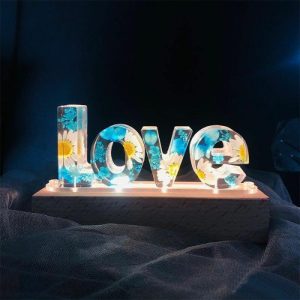 Lamps |   Personalized Dried Flowers Resin Letter Lamp-For Kid Home & Living Lamps