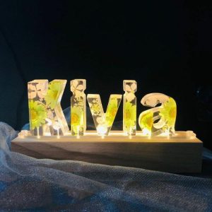 Lamps |   Personalized Dried Flowers Resin Letter Lamp-For Papa Home & Living Lamps