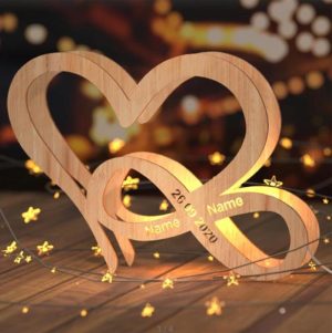 Lamps |   Personalized Infinity Name Sign Custom Engraved Night Light Heart-Shaped Wooden Creative Gifts Home & Living Lamps