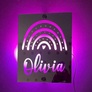 Lamps |   Personalized Led Mirror Custom Name Home Decor Home & Living Lamps