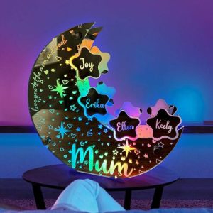 Lamps |   Personalized Led Mirror Light Moon Shape Cool Gift For Family Home & Living Lamps