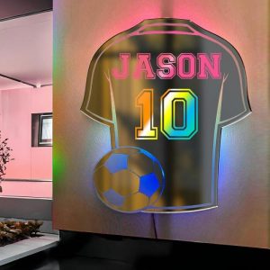 Lamps |   Personalized Led Mirror Light With Jersey-Shaped Cool Gift For Sports Lovers Home & Living Lamps