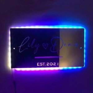 Lamps |   Personalized Led Mirror Lights With Custom Couple Names For Valentine’s Day Home & Living Lamps