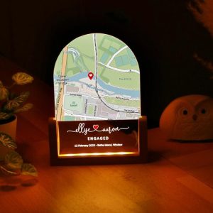 Lamps |   Personalized Map Acrylic Lamp With Custom Text And Heart Pattern Romantic Gift For Couples Home & Living Lamps