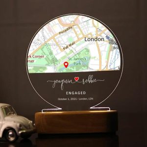 Lamps |   Personalized Map Acrylic Lamp With Custom Text Round Shaped Unique Gift For Couples Home & Living Lamps