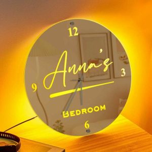 Lamps |   Personalized Mirror Lamp Customized Name Band Clock Cool Gift Home & Living Lamps