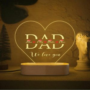 Lamps |   Personalized Name Acrylic Lamp Heart Shaped Stylish Design Gift For Father Home & Living Lamps