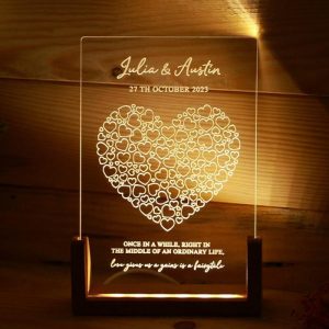 Lamps |   Personalized Name Acrylic Lamp With Big Heart Pattern Best Gift For Valentine’s Day Home & Living Lamps