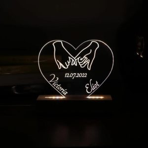 Lamps |   Personalized Name Acrylic Lamp With Hands Pattern Heart Shaped Precious Valentine’s Day Gift Home & Living Lamps