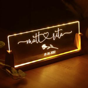 Lamps |   Personalized Name Acrylic Lamp With Special Flower Pattern Simple Gift For Couples Home & Living Lamps