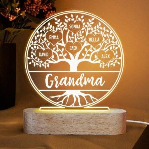 Lamps |   Personalized Name Acrylic Lamp With Tree Pattern Warm Gift For Family Home & Living Lamps