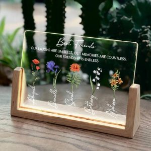 Lamps |   Personalized Name And Birthflower Acrylic Plaque Lamp Simple Present For Special Day Frames Frames