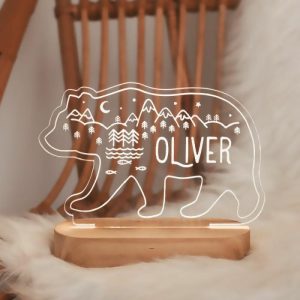 Lamps |   Personalized Name Night Light With Bear Mother Pattern Warm Gift For Baby Home & Living Lamps