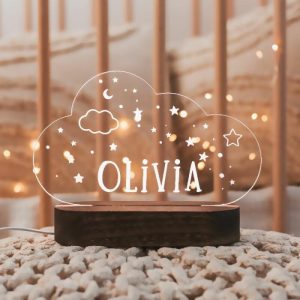 Lamps |   Personalized Name Night Light With Cloud And Stars Pattern Precious Present For Baby Home & Living Lamps