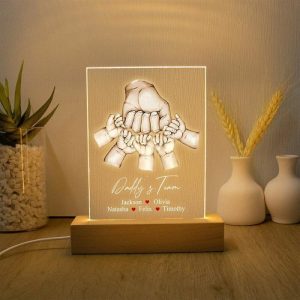 Lamps |   Personalized Name Night Light With Fist Pattern Funny Gift For Dad Home & Living Lamps