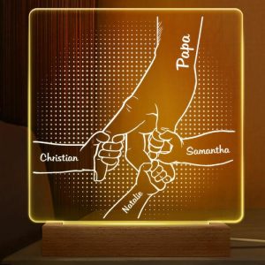 Lamps |   Personalized Name Night Light With Hands Pattern Precious Present For Family Home & Living Lamps