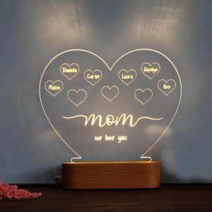 Lamps |   Personalized Name Night Light With Heart Pattern Precious Present For Mom Home & Living Lamps