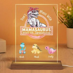 Lamps |   Personalized Name Night Light With Mamasaurus Pattern Interesting Gift For Mother’s Day Home & Living Lamps