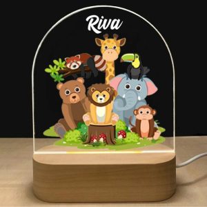 Lamps |   Personalized Name Night Light With Monkey And Lion Pattern Interesting Gift For Kids Home & Living Lamps