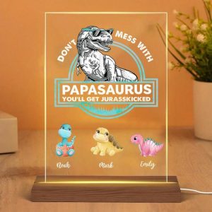 Lamps |   Personalized Name Night Light With Papasaurus Pattern Creative Gift For Father’s Day Home & Living Lamps