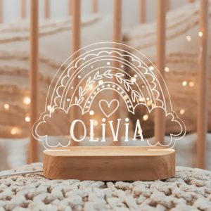 Lamps |   Personalized Name Night Light With Rainbow And Cloud Pattern Beautiful Gift For Baby Home & Living Lamps