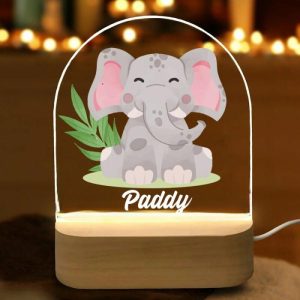 Lamps |   Personalized Name Night Light With Smiling Elephant Pattern Cute Present For Kids Home & Living Lamps