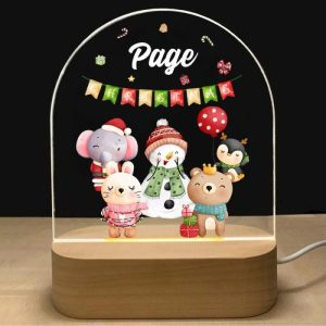 Lamps |   Personalized Name Night Light With Snowman And Bear Pattern Warm Christmas Gift Home & Living Lamps