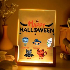 Lamps |   Personalized Name Night Light With Spider Pattern Spooky Gift For Halloween Home & Living Lamps