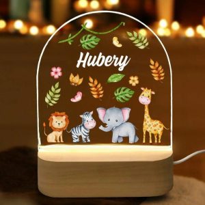 Lamps |   Personalized Name Night Light With Zebra And Lion Pattern Precious Gift For Children Home & Living Lamps