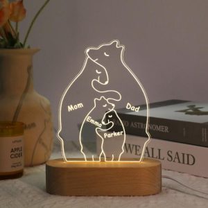 Lamps |   Personalized Names Bear Family Acrylic Lamp Warm Gift For Mom Home & Living Lamps