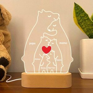 Lamps |   Personalized Names Warm Bear Family Acrylic Lamp Exquisite Gift For Mother Home & Living Lamps