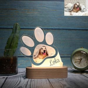 Lamps |   Personalized Photo Paw Print Night Light For Cute Pet Home & Living Lamps