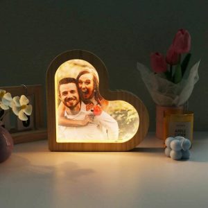 Lamps |   Personalized Picture Mirror Lamp Heart Shape Warm Gift For Your Love Home & Living Lamps