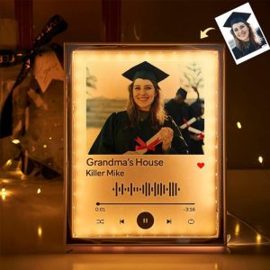 Lamps |   Personalized Picture Mirror Lamp With Spotify Code Interesting Gift For Graduation Home & Living Lamps