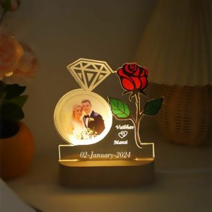 Lamps |   Personalized Picture Night Light Diamond Ring And Rose Pattern Romantic Valentine’s Day Gift Home & Living Lamps