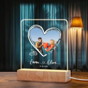 Lamps |   Personalized Picture Night Light With Rings Pattern Romantic Gift For Couples Home & Living Lamps