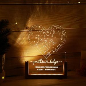 Lamps |   Personalized Star Map Acrylic Lamp Heart Shaped With Custom Name Warm Valentine’s Day Gift Home & Living Lamps