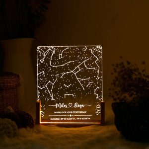 Lamps |   Personalized Star Map Acrylic Lamp Romantic Present For Couples "Where Our Love Story Began" Home & Living Lamps