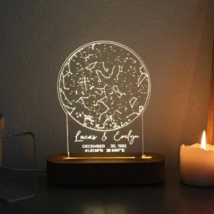 Lamps |   Personalized Star Map Night Light With Custom Name Circle Shaped Best Gift For Couples Home & Living Lamps