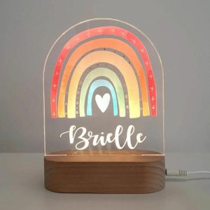 Lamps |   Personalized Wooden Acrylic Five Colors Rainbow Custom Name Lamp For Girl Home & Living Lamps