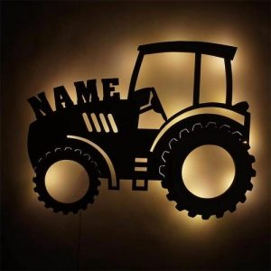 Lamps |   Personalized Wooden Lamp Tractor Design With Custom Name Cool Gift For Father’s Day Home & Living Lamps