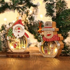 Lamps |   Santa Claus And Snowman 3D Wood Carving Decorative Light Creative Gift For Christmas Home & Living Lamps