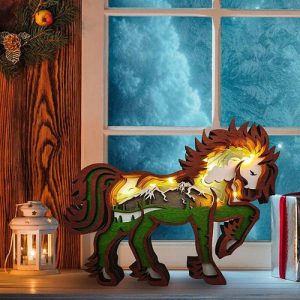 Lamps |   Strong Horse 3D Wood Carving Decorative Light Best Present For Friends Home & Living Lamps