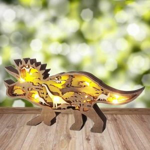 Lamps |   Triceratops 3D Wood Carving Decorative Light Funny Gift For Brother Home & Living Lamps