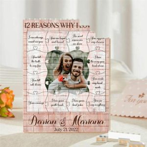 Ornaments |   "12 Reasons Why I Love You"Personalized Photo Brick Puzzle Gifts For Sweet Couples Home & Living Ornaments