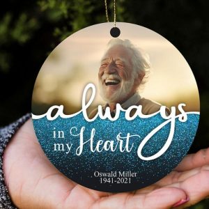 Ornaments |   "Always In My Heart"Commemorative Photo Ornament For Loved Ones Home & Living Ornaments